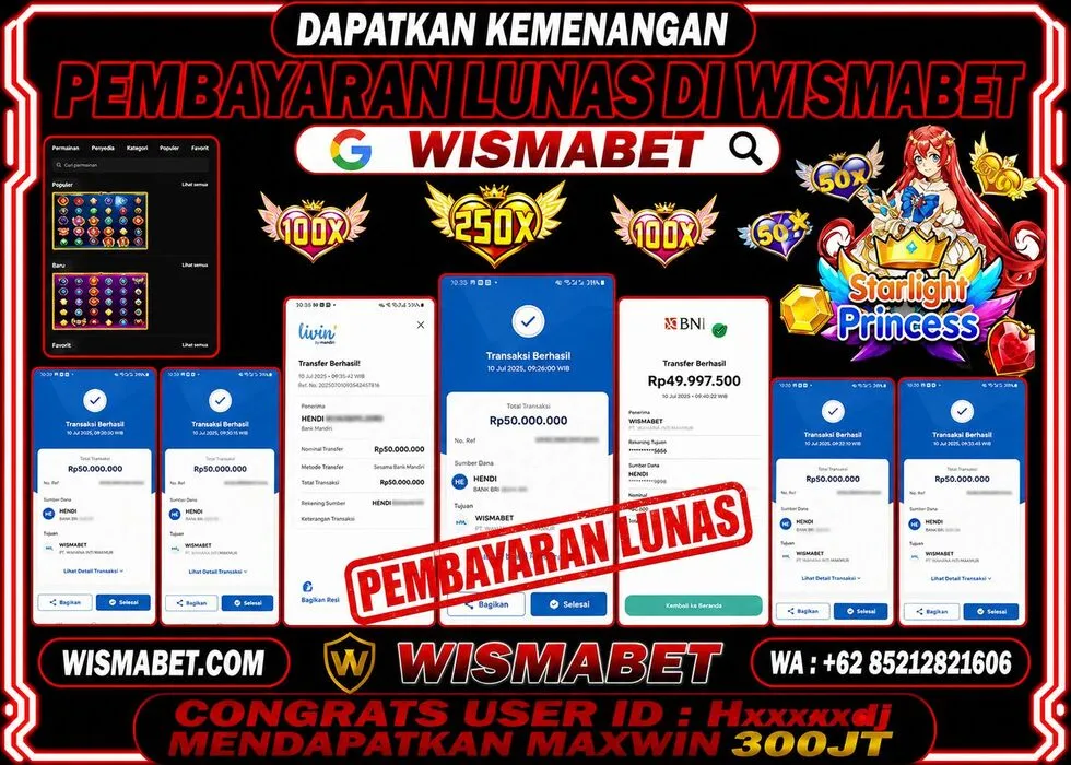 Wismabet - BUKTI KEMENANGAN PUTRI INCES ARYA M*** Rp300,000,000,- LUNAS